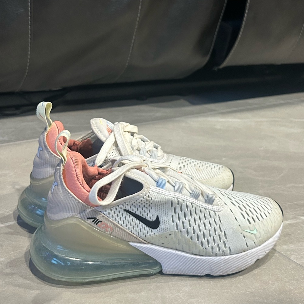 Nike Air Max White, Light Blue, and Coral Sneakers